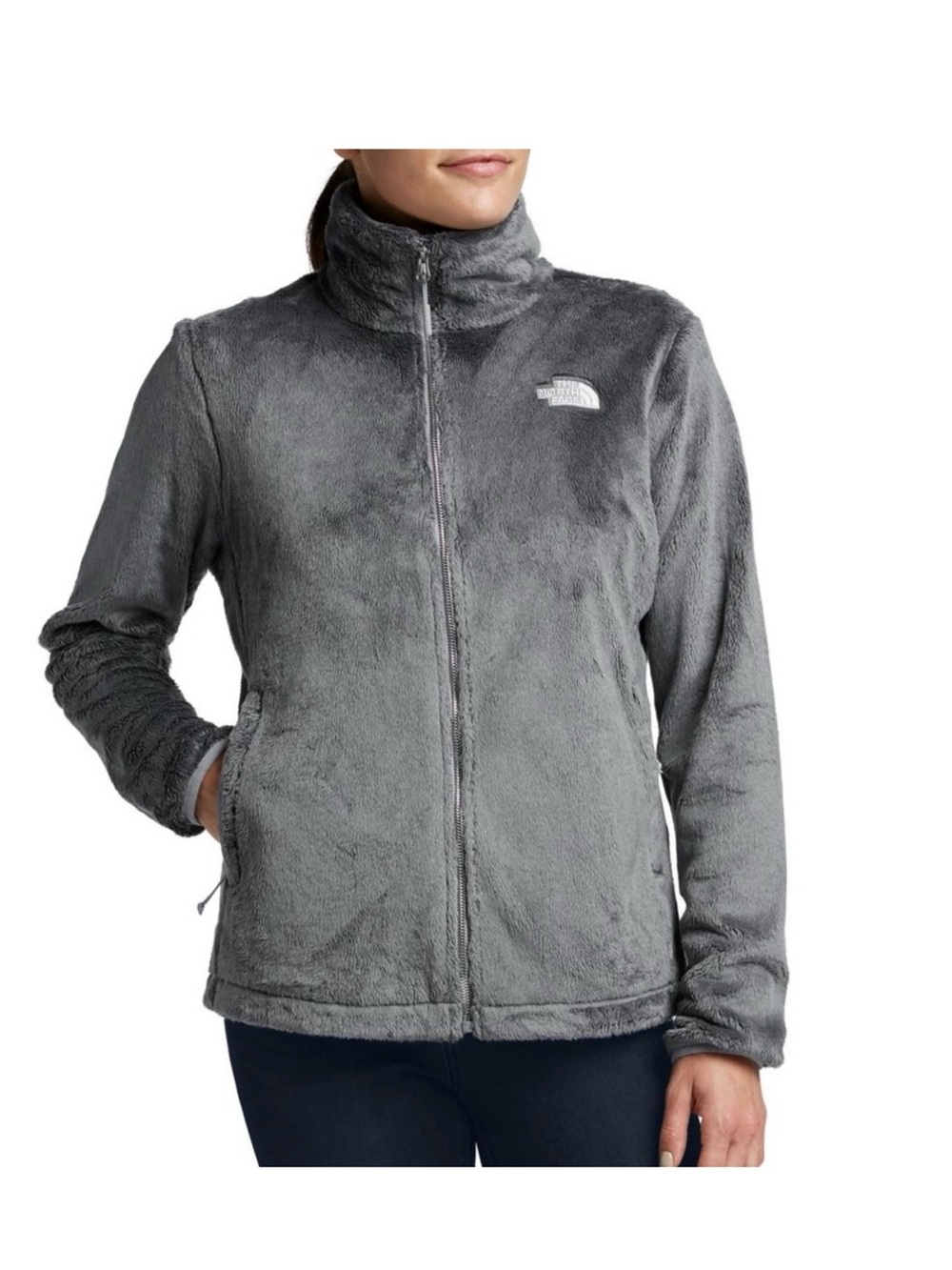 The North Face Women's Heather Gray Plush Zip Fleece Jacket